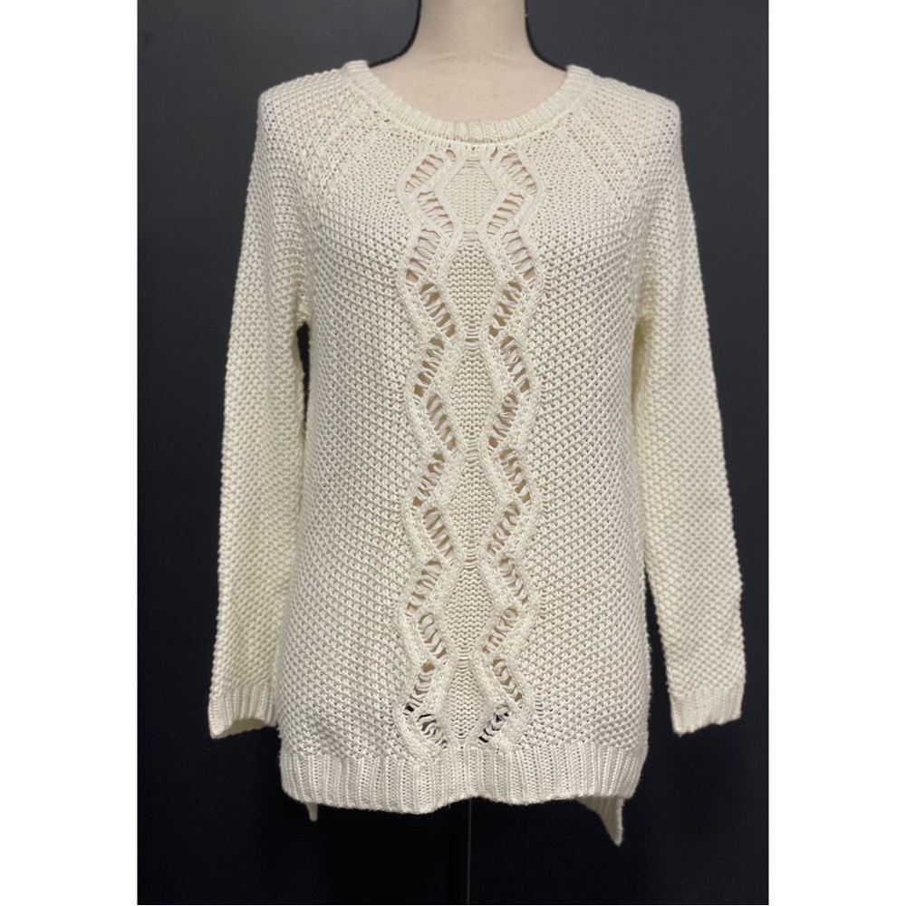 Cynthia Rowley Button-Back Knit Sweater White Size S